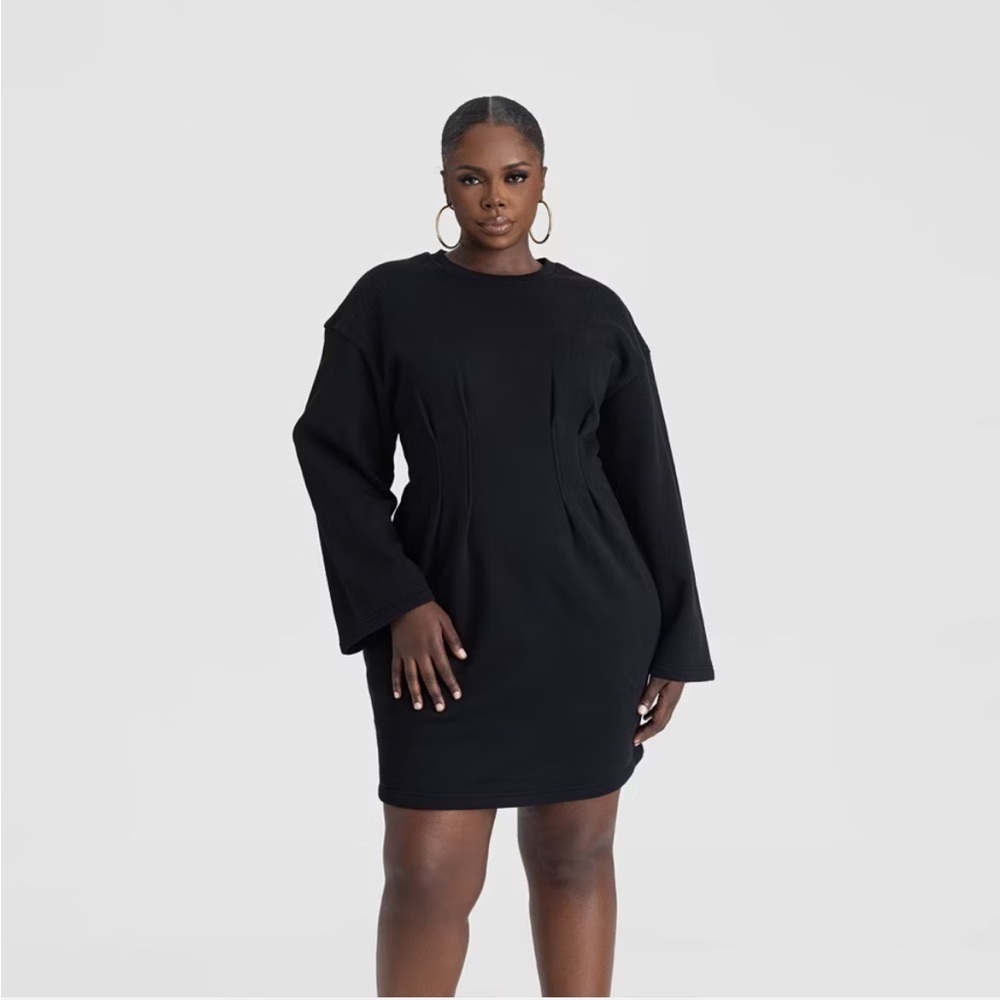 KBB by KAHLANA Women's Long Sleeve 'The Sweatshirt Dress' - Black 3X